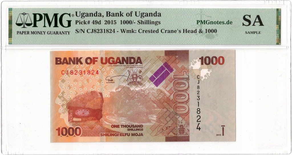 Uganda 1000 Shillings 2015 CJ8231824 PMG SAMPLE