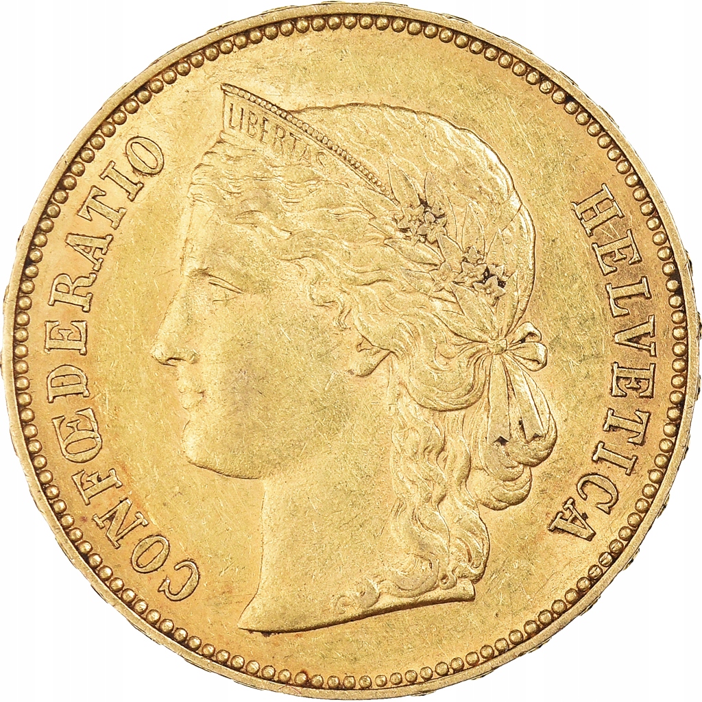 Moneta, Szwajcaria, 20 Francs, 1891, Bern, AU(50-5