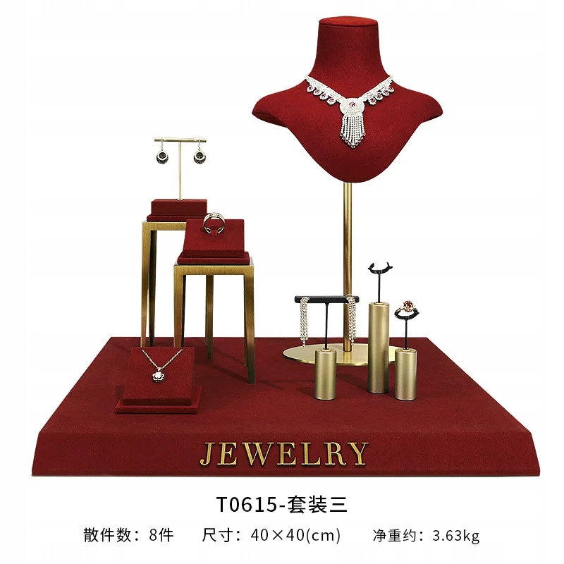 Jewelry display stand wine red jewelry props