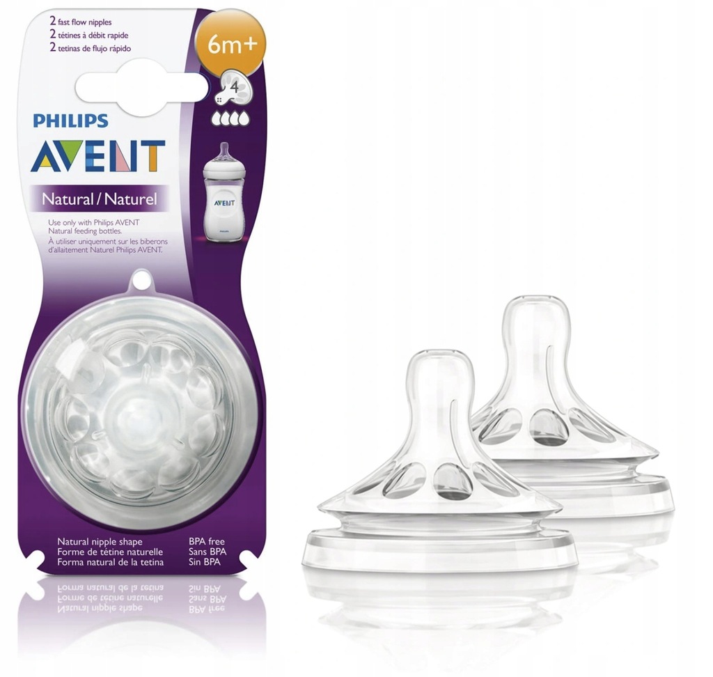 PHILIPS AVENT 2 SMOCZKI DO BUTELKI SZEROKIEJ NATURAL SCF044/27 6M+ SILIKON