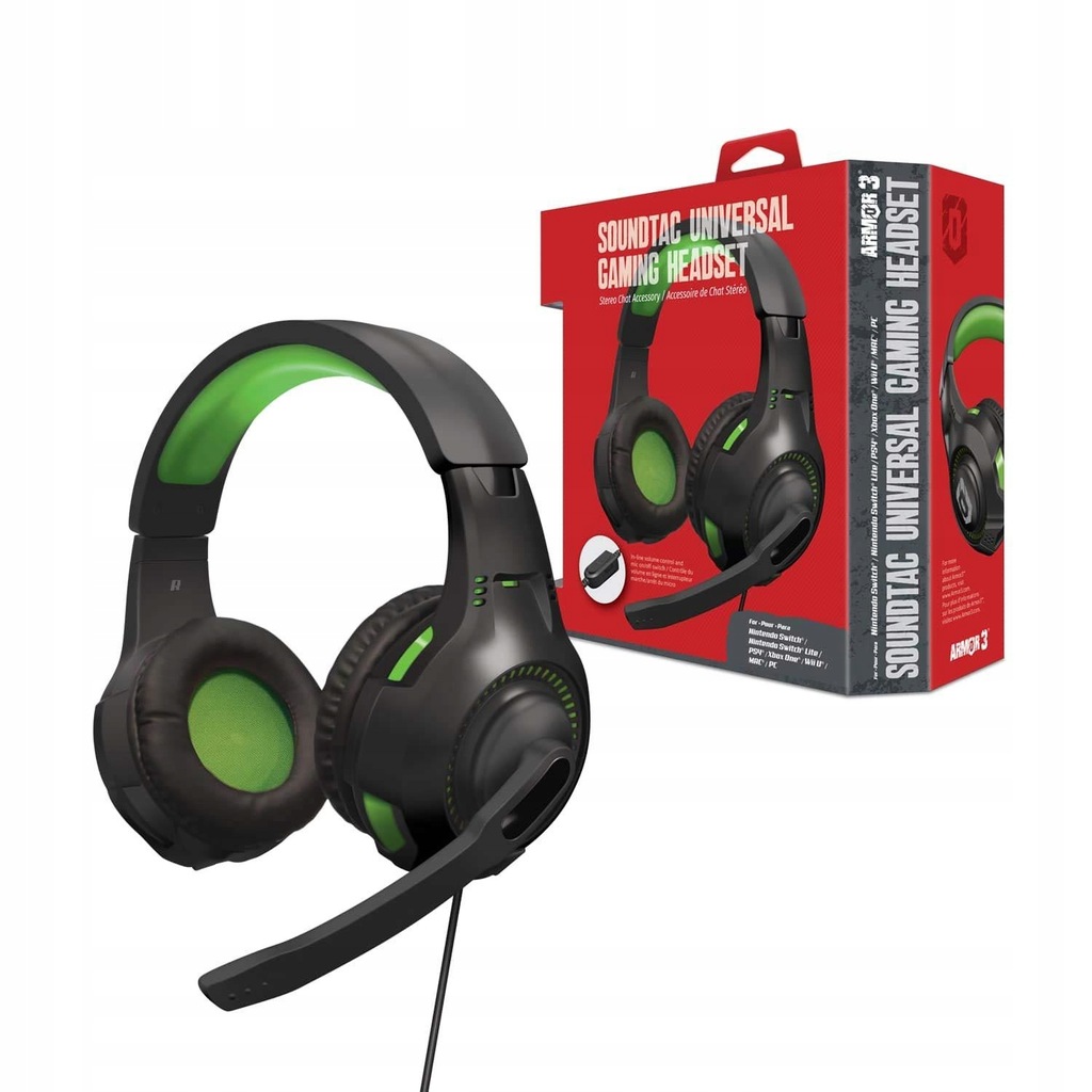 Słuchawki przewodowe z mikrofonem Armor3 SounTac - zielony
