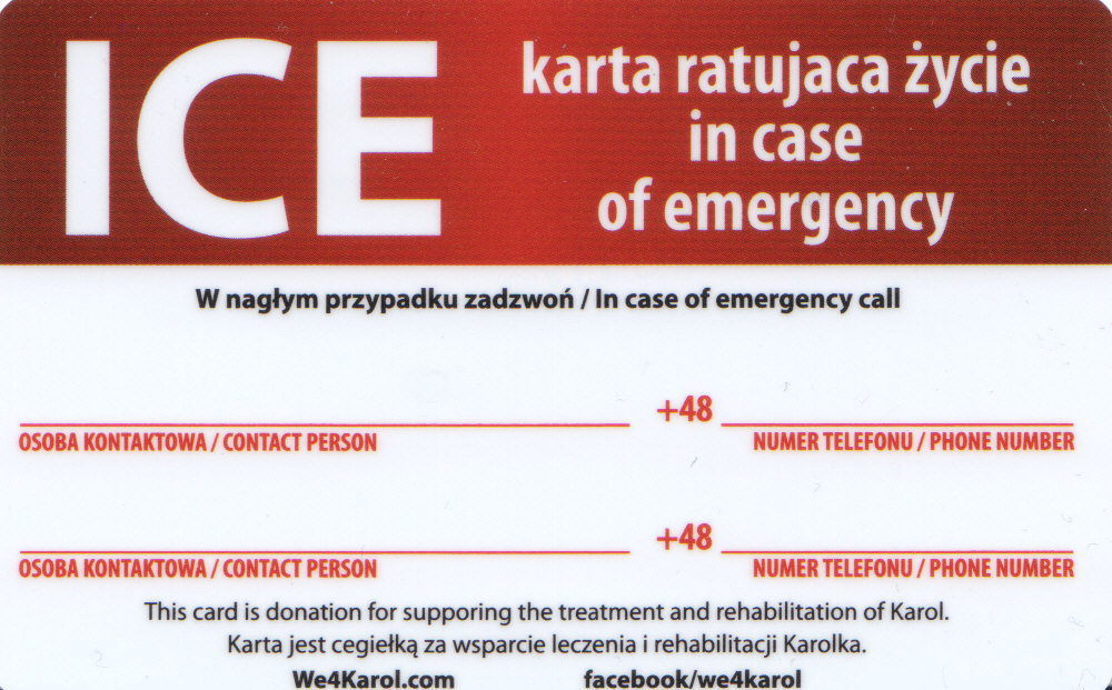 ICE - karta ratująca życie 2 szt.