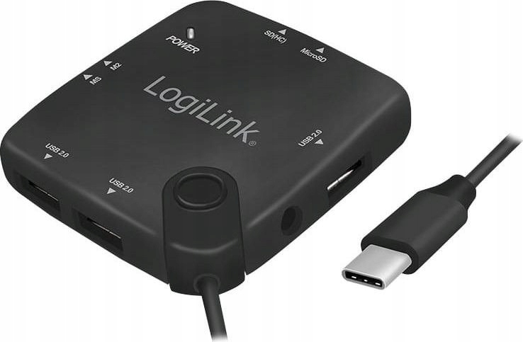 Hub USB 2.0, 3 porty z czytnikiem kart OTG, USB Typ-C