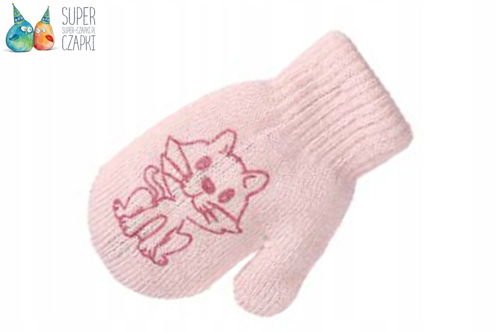 Rękawiczki jednopalczaste kotek pudrowy róż ociepl