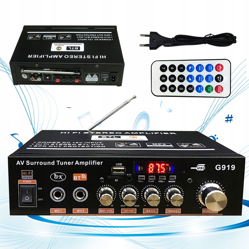 ODBIORNIK BLUETOOTH 5.0 DO GŁOŚNIKÓW STEREO G919 + PILOT