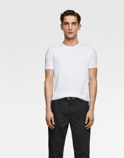 ZARA__XDL BIAŁY T-SHIRT MĘSKI SLIM FIT__S