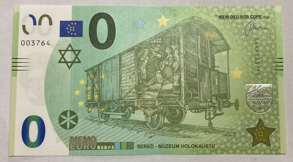 Banknot 0 Memo Euro Sered Muzeum Holocaustu