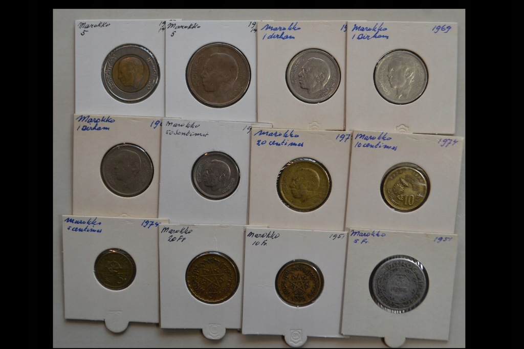 Maroko - zestaw 12 monet - każda moneta inna - miks nominałów