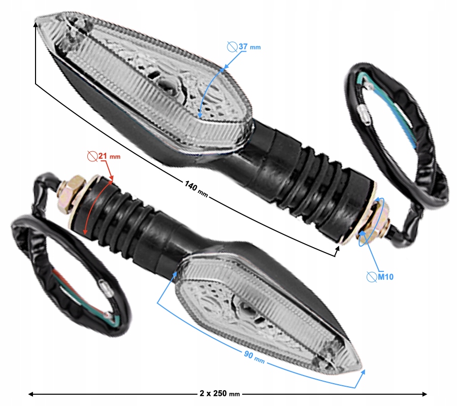 Kierunkowskazy tylne do motoroweru Fighter 2, ledowe