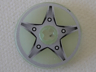 1x [Used] LEGO 2723pb034 Glow In Dark Trans Technic, Disk 3 x 3 with 5-Bolt