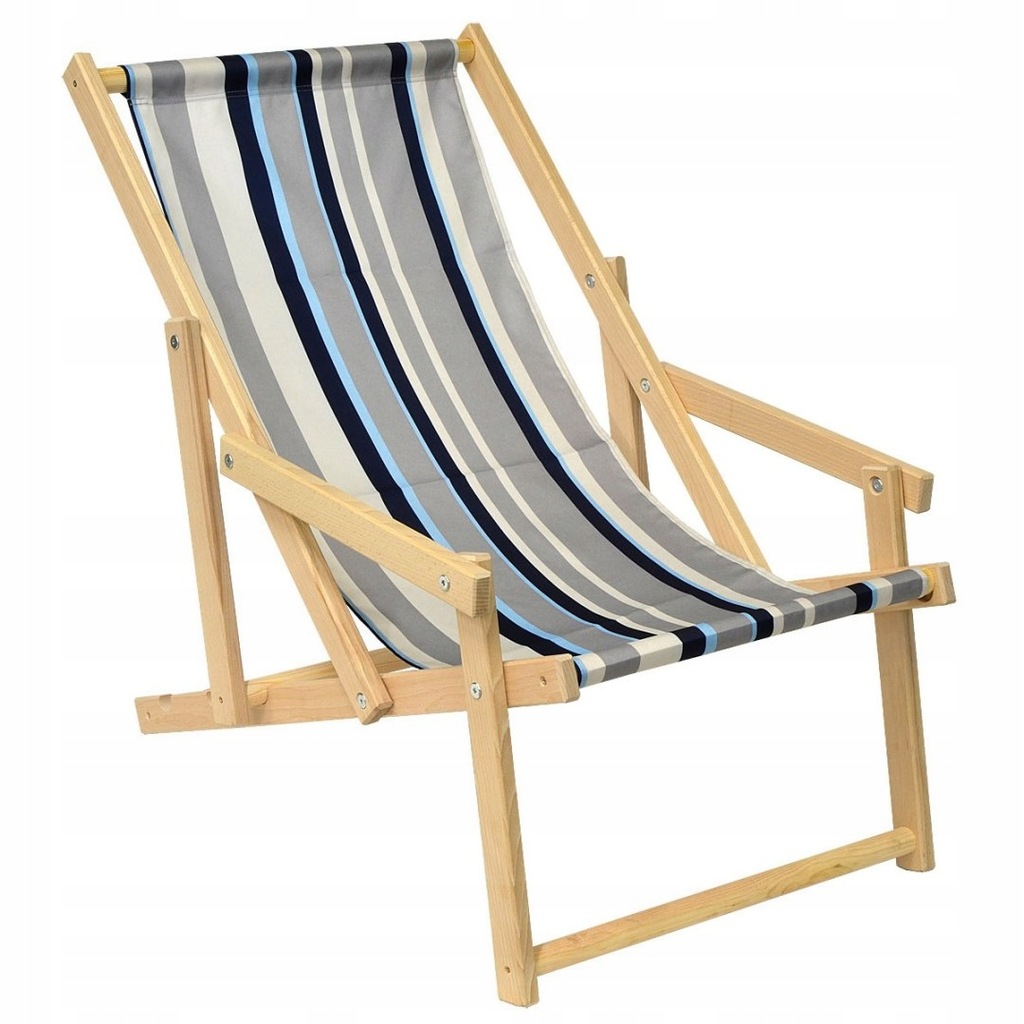 Leżak plażowy drewniany z podłokietnikiem classic
