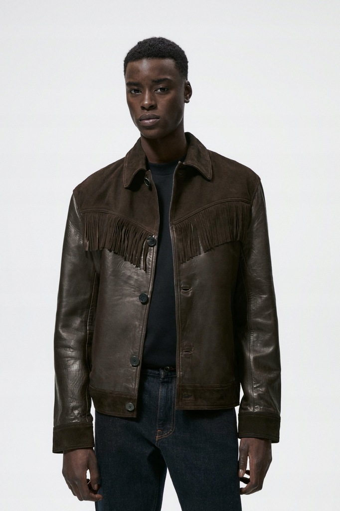 ZARA KURTKA M SKÓRZANA MĘSKA Z FRĘDZLAMI 749 ZŁ