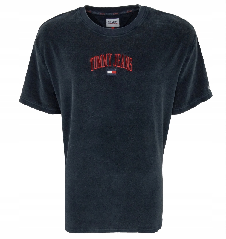 TOMMY JEANS t-shirt męski, welurowy, granatowy, S