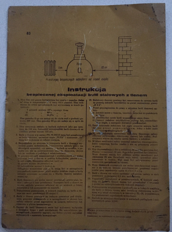 SAFETY Łobez tablica metalowa PRL 1975 Instrukcja