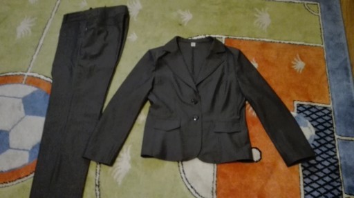 Grafitowy kostium - żakiet + spodnie (rozmiar 42)