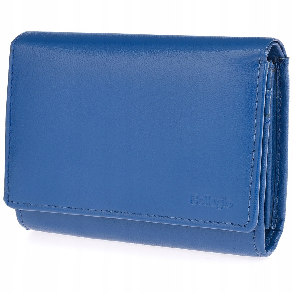 Zgrabny portfel damski skórzany w wyrazistych kolorach Bellugio niebieski