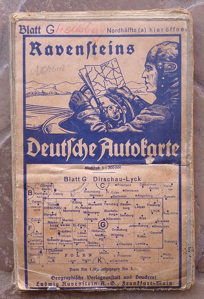 Deutsche Autokarte Blatt G Dirschau - Lyck - 30-te