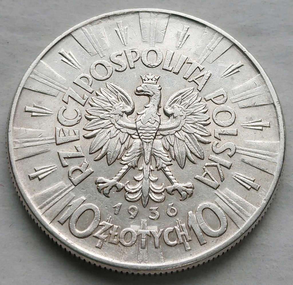 POLSKA - II RP : 10 złotych - JÓZEF PIŁSUDSKI - 1936 - srebro