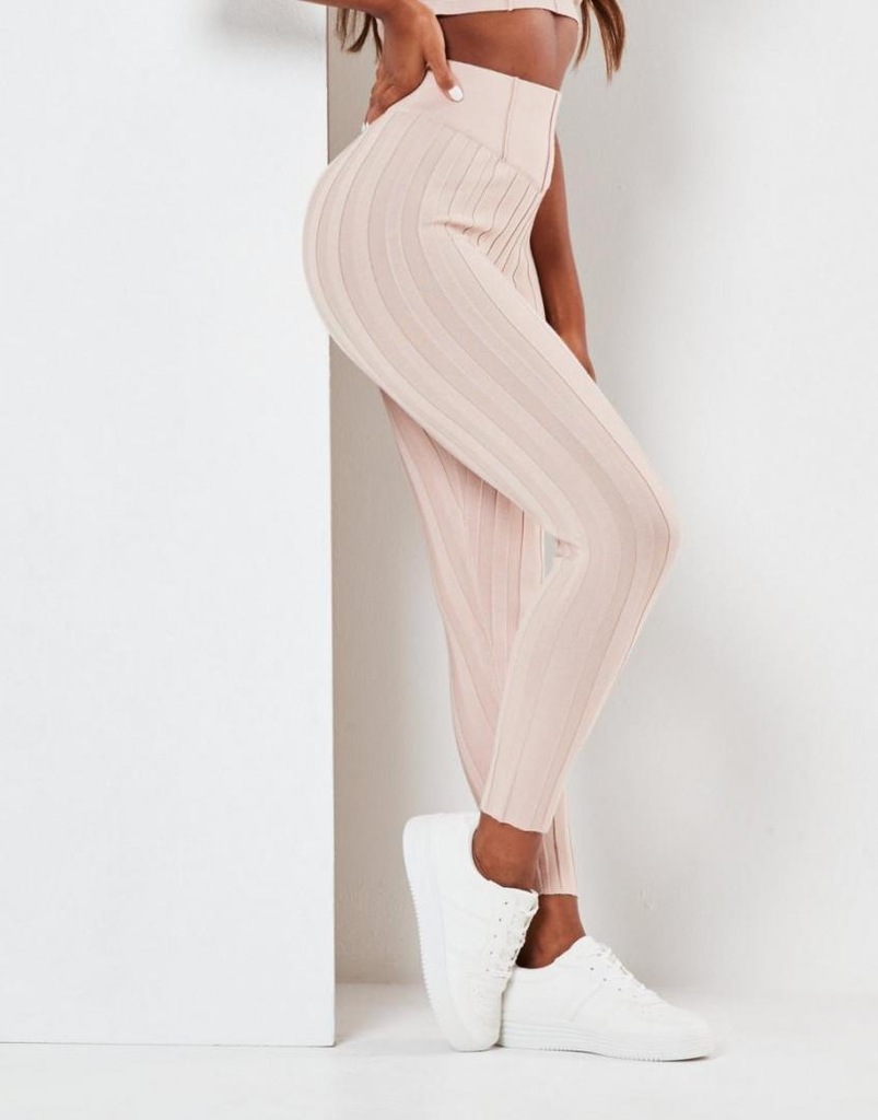 29H173 MISSGUIDED_MK1 DZIANINOWE LEGGINSY PRĄŻKI_M