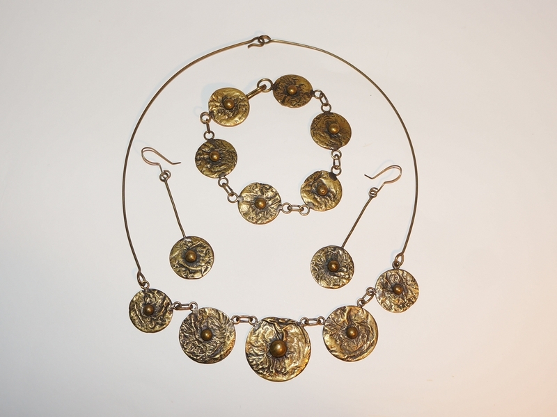 Komplet biżuterii, zestaw w kolorze starego złota