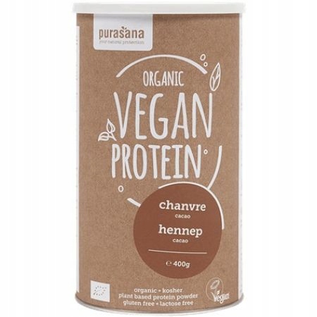 Purasana Białko konopne o smaku kakaowym bezglutenowe 400 g Bio