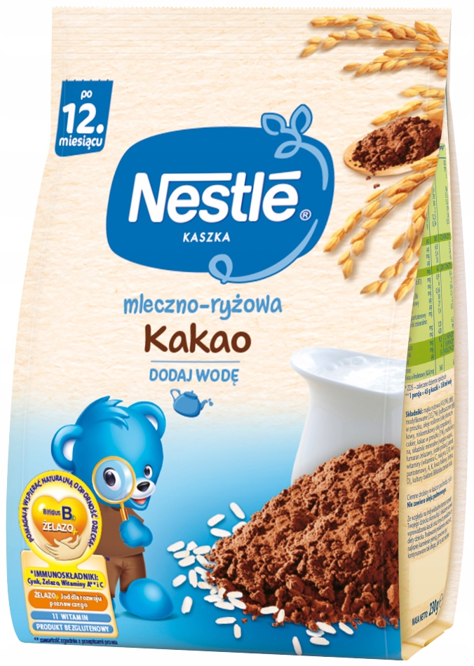 NESTLE kaszka mleczno ryżowa kakao dla dzieci 230g