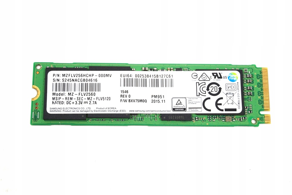 Dysk SSD Samsung 256GB M.2 2280 PCIe NVMe