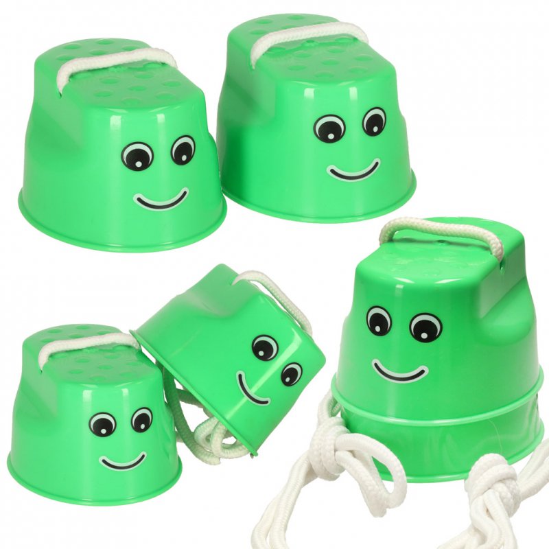 Szczudła dla dzieci kubełkowe chodaczki równowaga 2 sztuki zielone