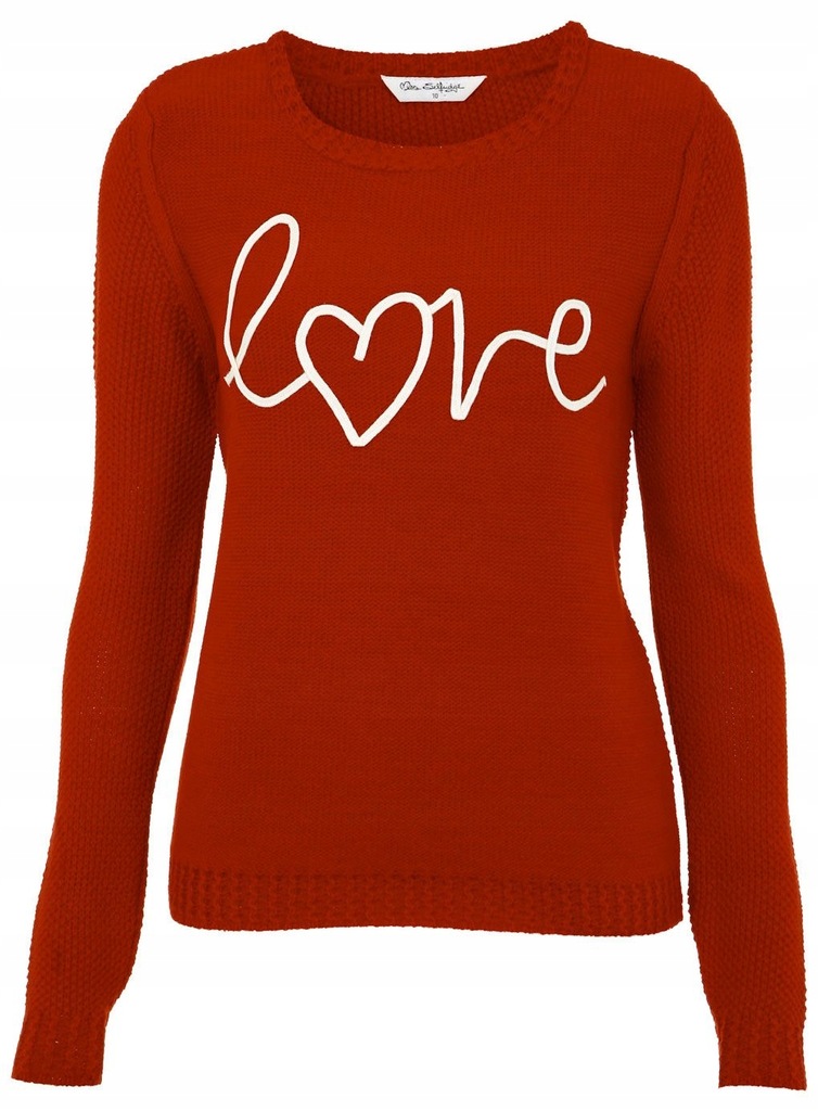 *Miss Selfridge* Czerwony sweterek love serce 36 S