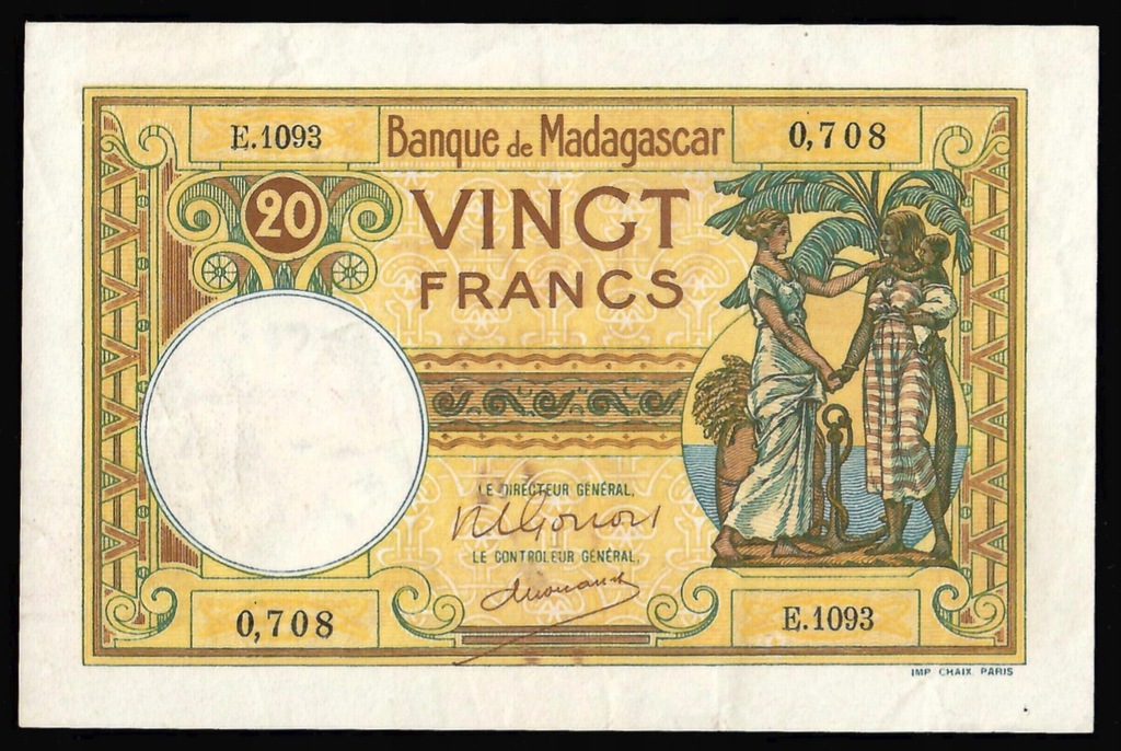 Madagaskar - 20 franków 1937-47 (XF-XF+)