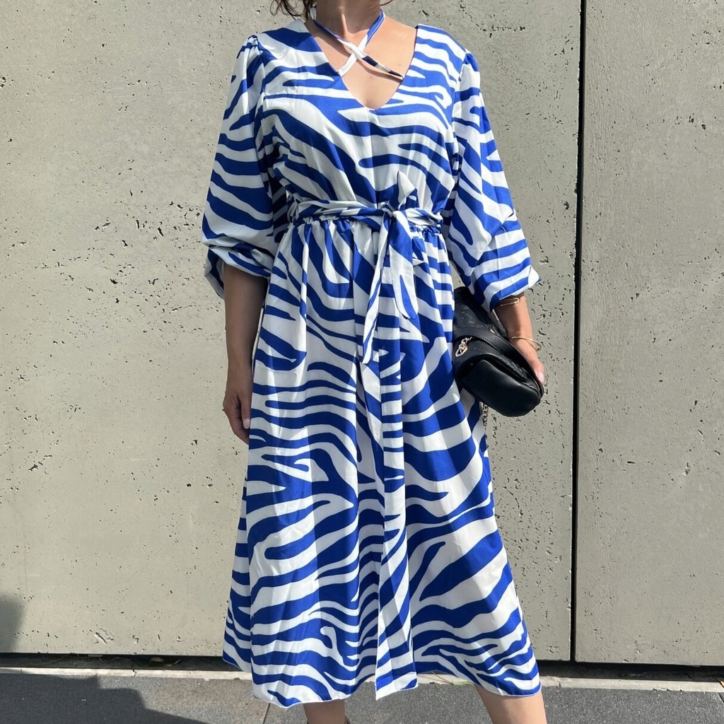 Sukienka damska zebra midi w paski uniwersalny