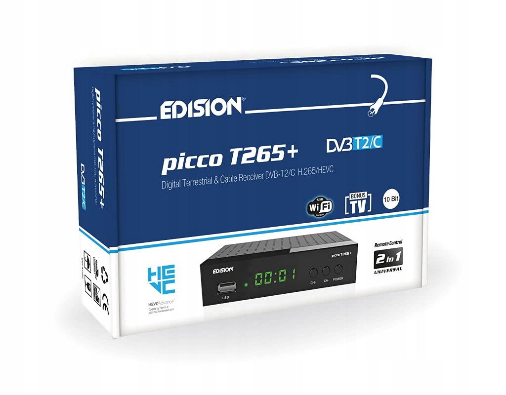Tuner DVB-T2 Edision Picco T265+ h.265 HEVC