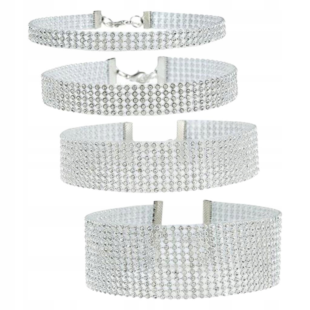 4 Pieces Choker Collar Necklace, Sparkly Clear