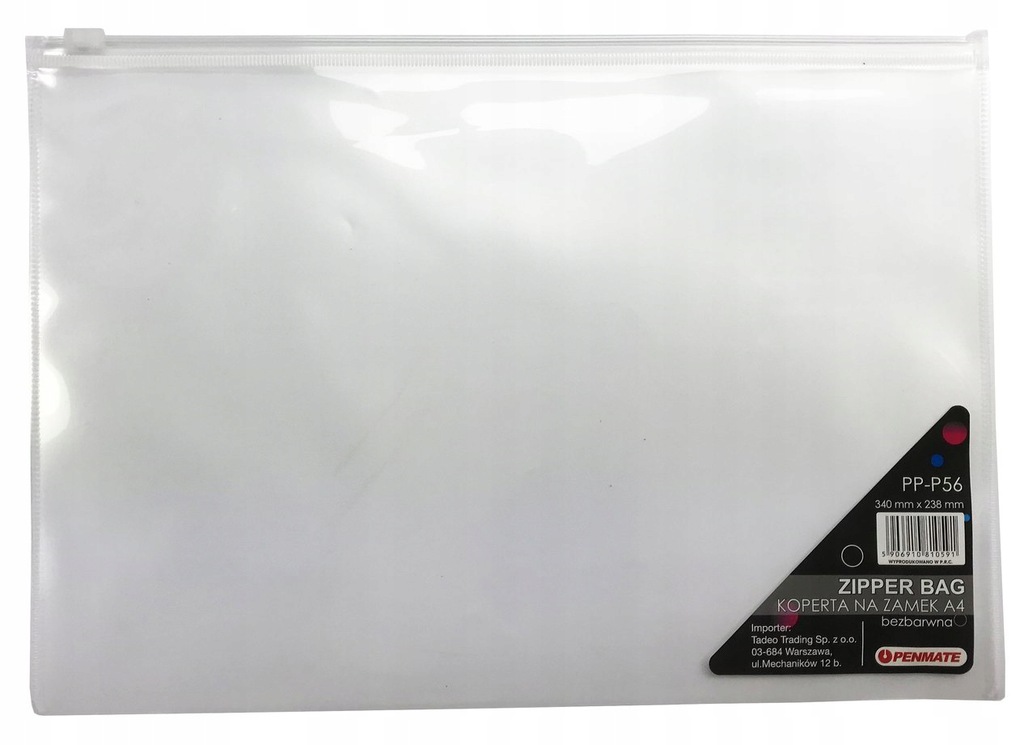 OUTLET Penmate Teczka kopertowa na zamek A4 PP-P56 PP przezroczysta