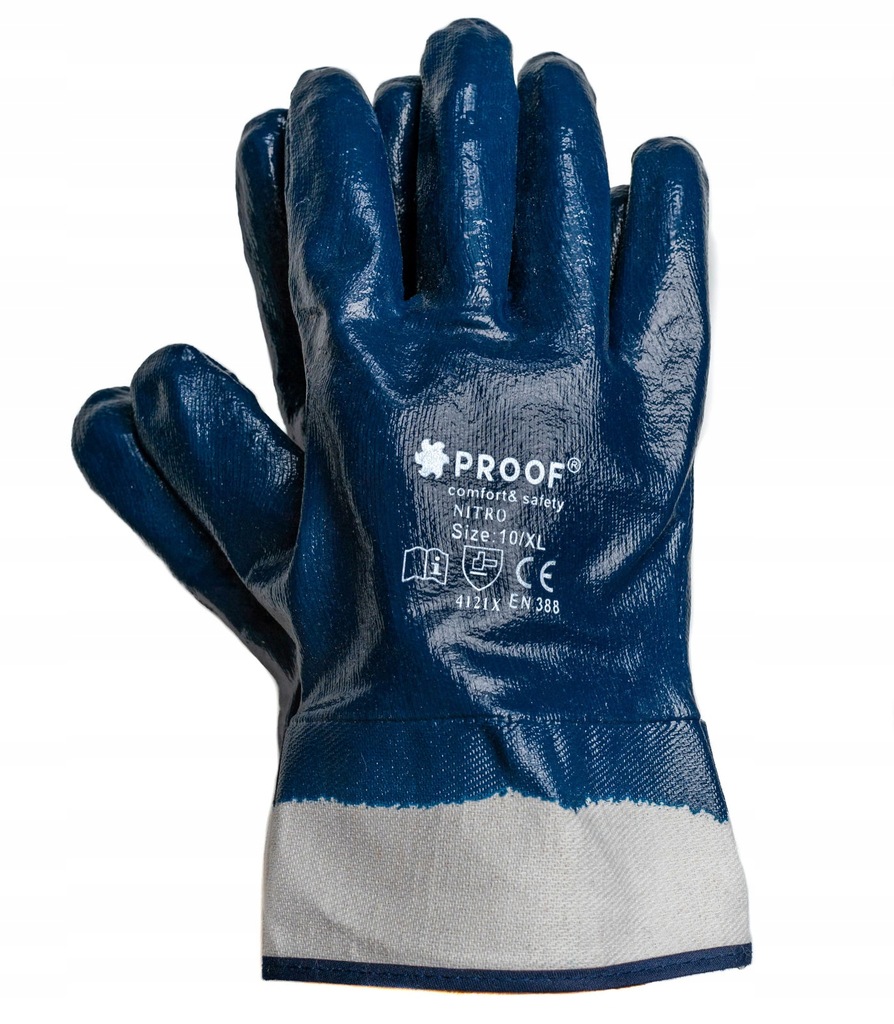 RĘKAWICE ROBOCZE OCHRONNE ROBOCZE BHP OLEJOODPORNE PROOF NITRO ROZ. 10