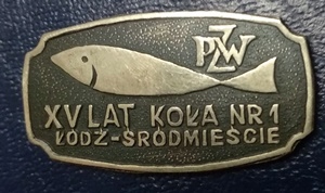 Odznaka Wędkarska PZW 15 lat Łódź Śródmiecie