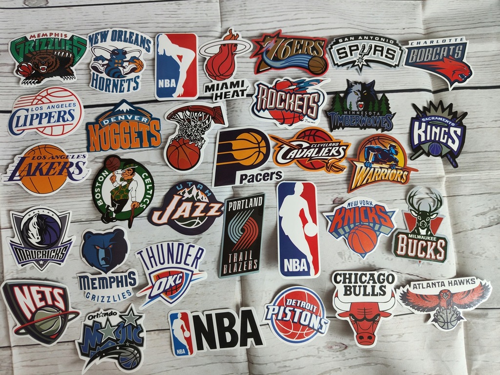 Naklejki NBA koszykówka zestaw 32szt wodoodporne