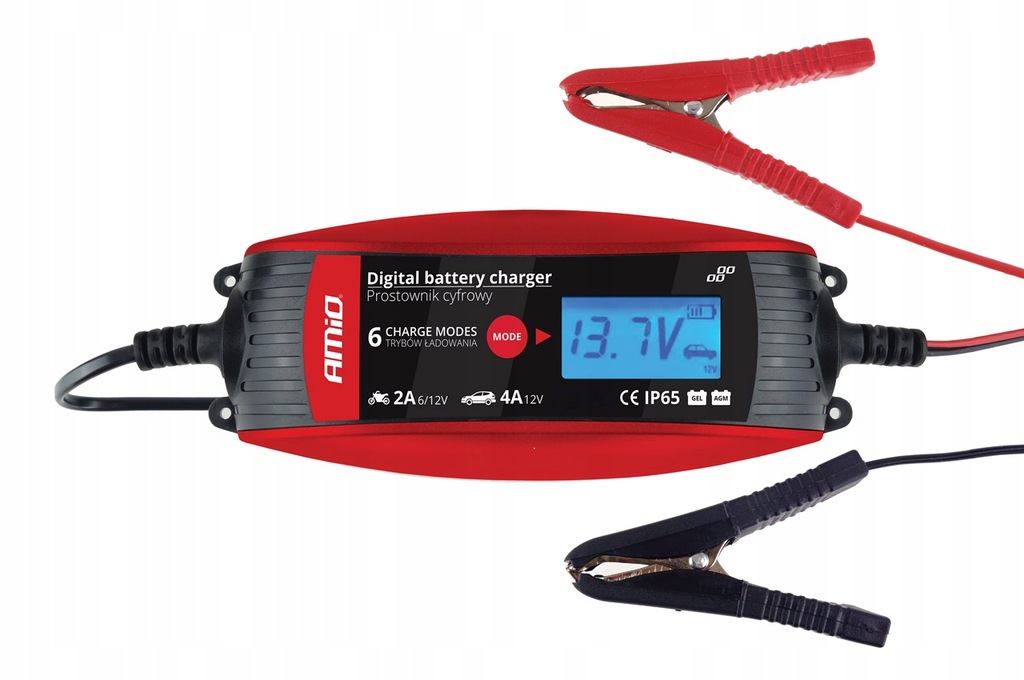 Prostownik cyfrowy ładowarka do akumulatora 6v 12v - 2a 4a - dvl dbc amio-0