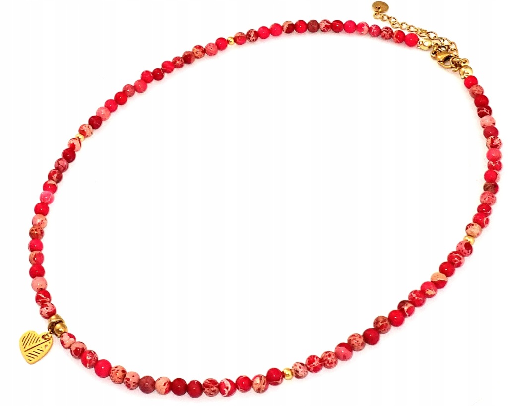 Naszyjnik Choker z kamieni naturalnych -jaspis cesarski jasno-czerwony 0,4