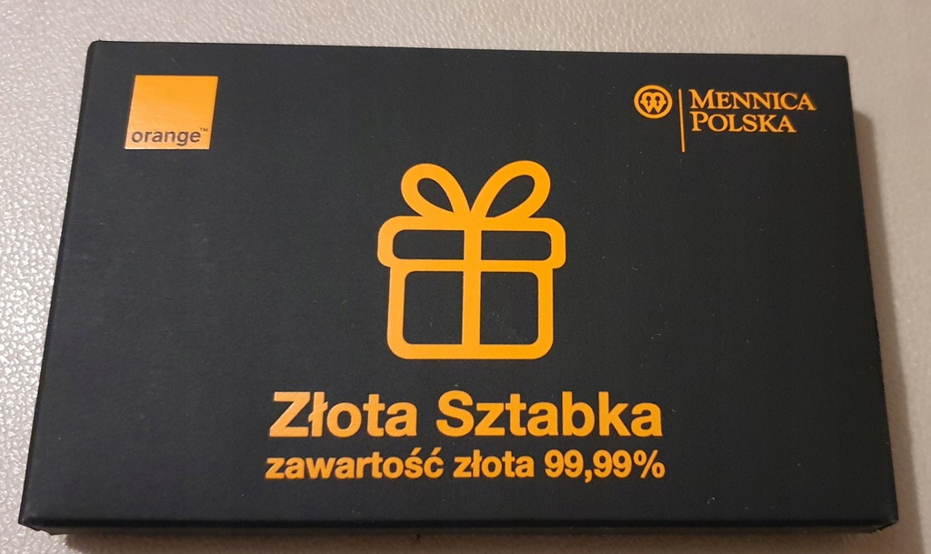 Sztabka złota 2g Mennica Polska p 0,9999 Orange