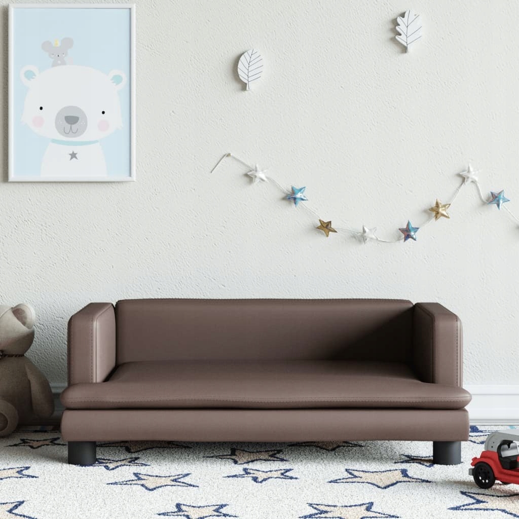 VidaXL Sofa dla dzieci, brązowa, 80x45x30 cm, sztuczna skóra