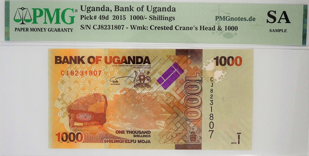Uganda 1000 Shillings 2015 CJ8231807 PMG SAMPLE
