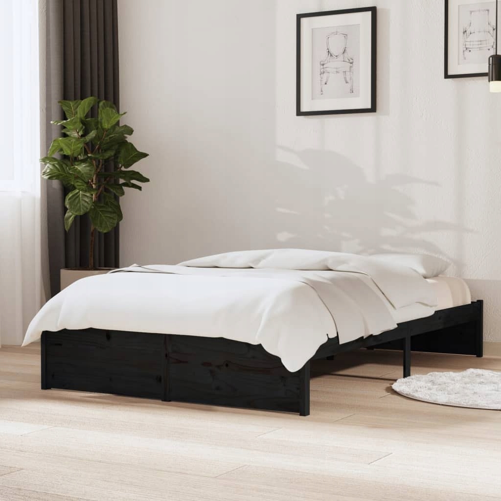 Stylowe meble Rama łóżka, czarna, lite drewno, 120 x 200 cm