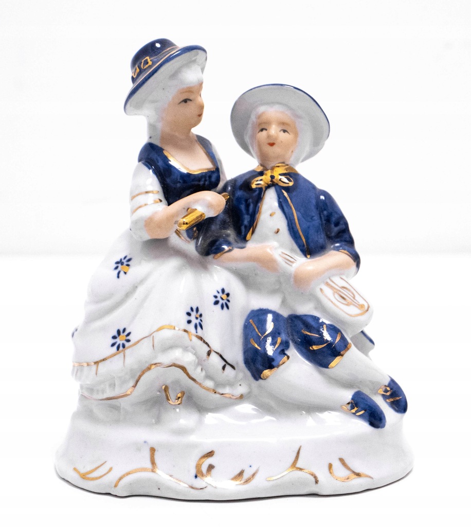 STARA FIGURKA PORCELANOWA - KOBIETY W STROJACH LUDOWYCH Z MANDOLINĄ