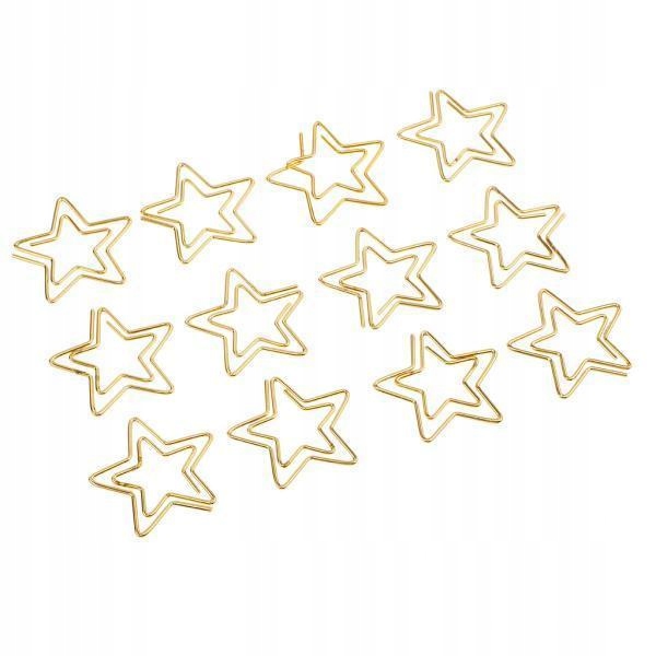 3x12Pcs Commonly used Clips Star Paper Clips for Office Gold Color 3 Pcs