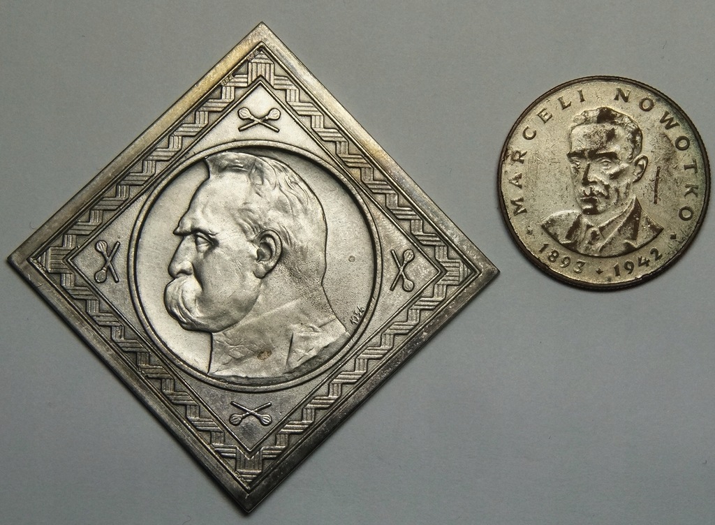 yb 10 złotych 1934 Piłsudski Klipa i 20 zł 1976 Nowotko - fałszerstwa