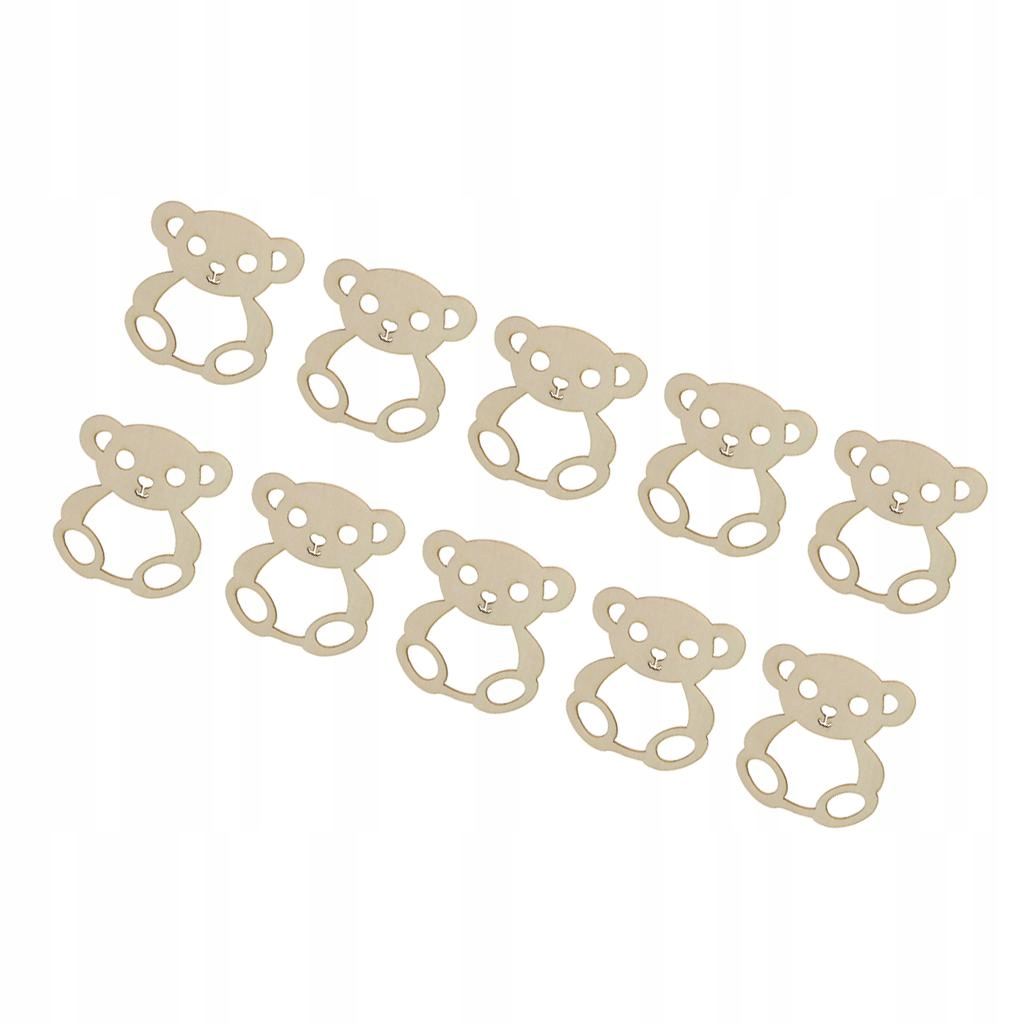 Pack of 10 Blank Baby Shower Christening Party Bear Wood Cutout Gift Tags
