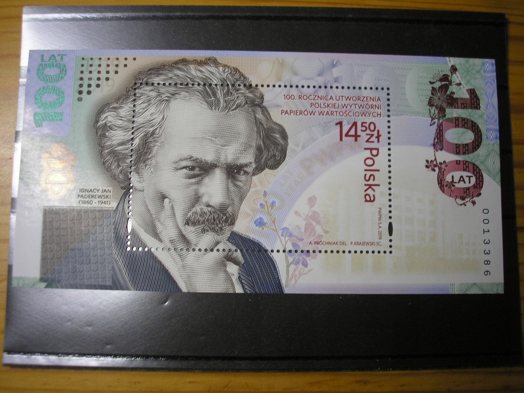 POLSKA - BLOK 328 - PADEREWSKI - BANKNOT - POLECAM