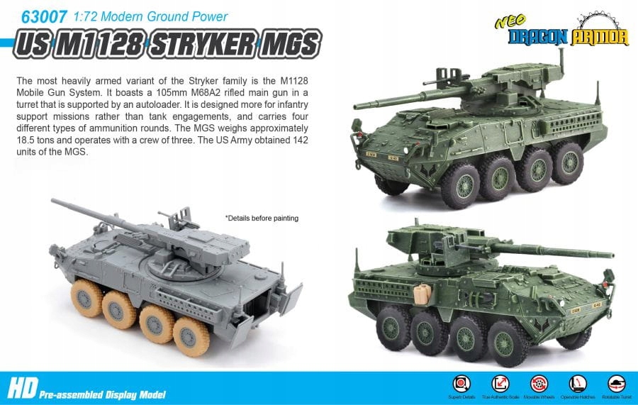 Wóz opancerzony US M1228 STRYKER MGS zlozony model