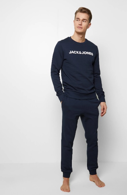 JACK&JONES PIŻAMA GRANATOWA BLUZA+SPODNIE L